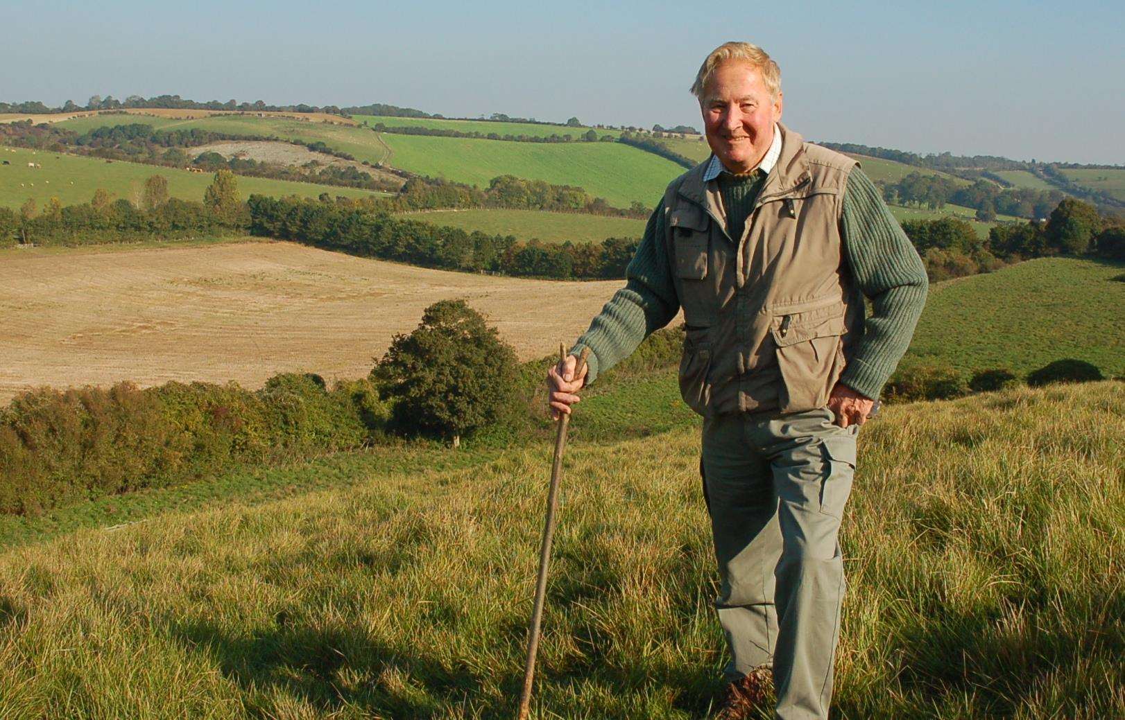 Wildlife conservationist, Peter Gay in the Lydden valley (2466332)