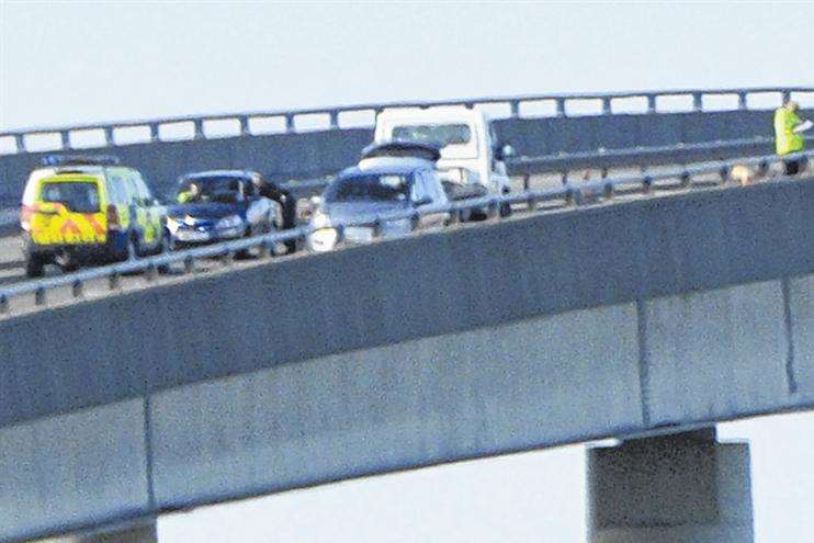 Police at the scene of the Sheppey Crossing crash