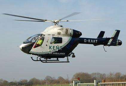 The air ambulance transported the man to a London hospital for further treatment