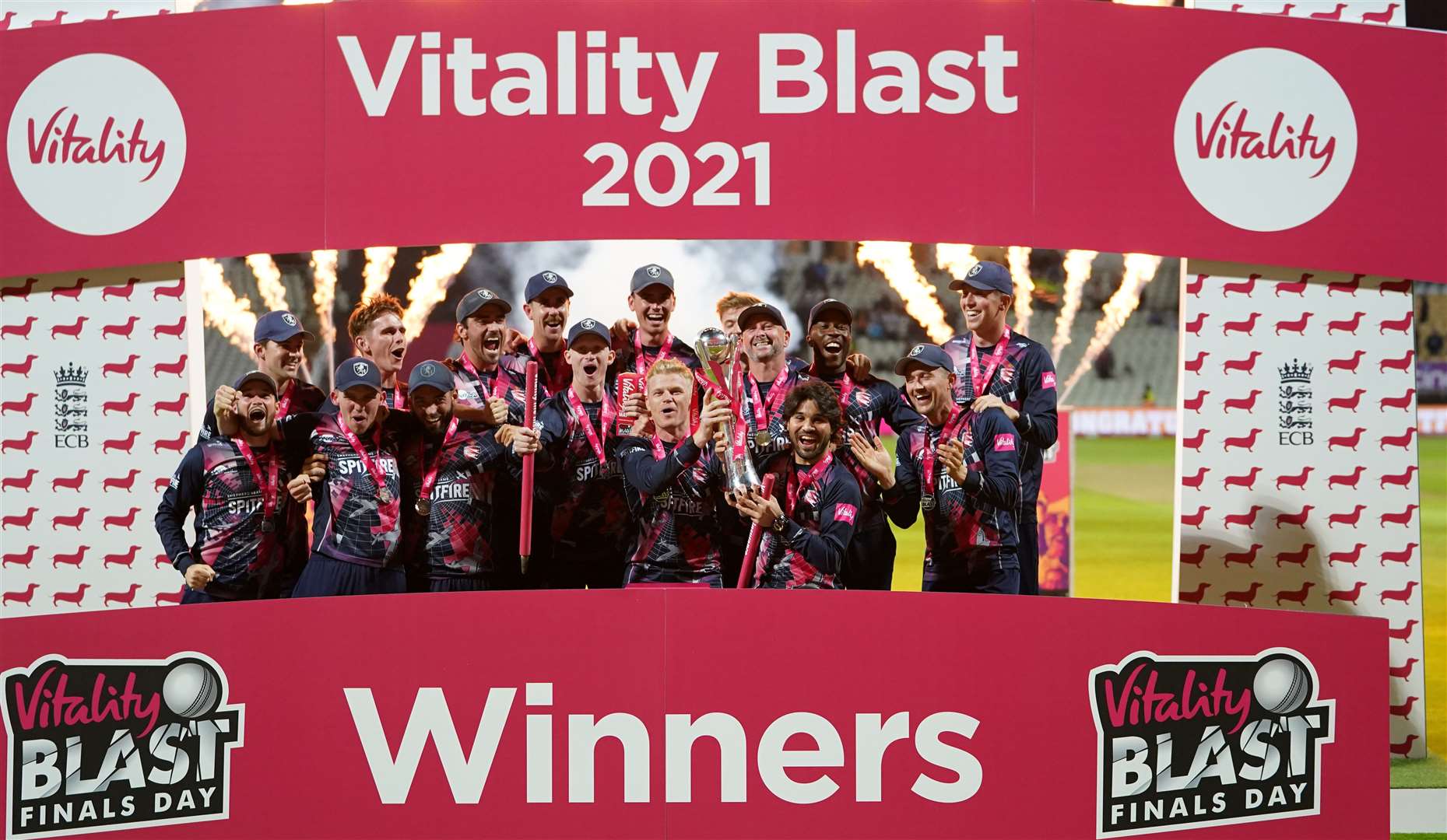 Kent Spitfires celebrate being crowned T20 Vitality Blast champions on Saturday. Picture: Mike Egerton/PA Wire/PA Images