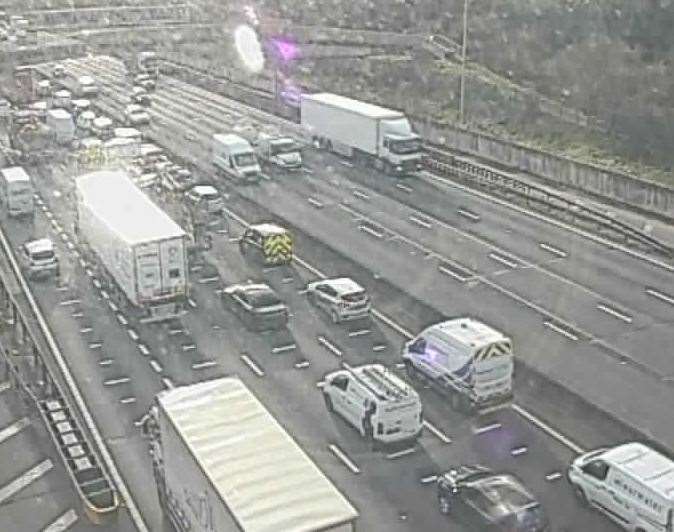 Traffic is queuing on the M25 following earlier traffic problems. Picture: National Highways