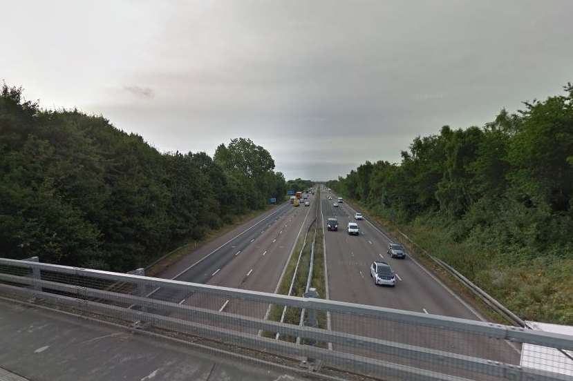 A man was arrested for being drunk and walking along the M20 at Ashford. Picture: Google