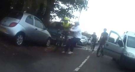 As the riders passed the vehicle the driver grabbed one and threw him to the ground. Picture: Barry Doggett