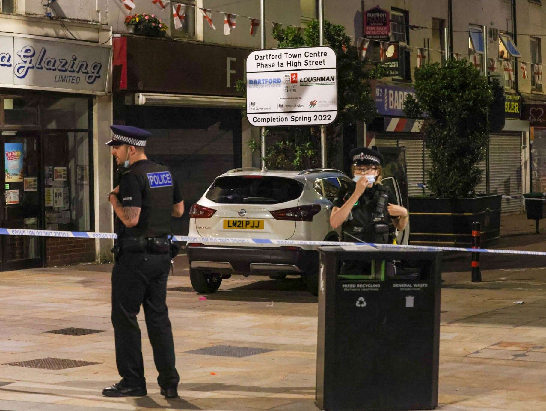 The town centre was sealed off following the violence. Picture: UKNIP
