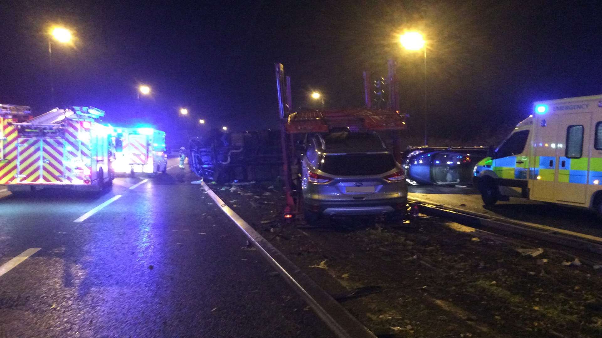 Emergency crews were called to the scene of the crash. Picture: Highways Agency