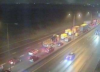 There is slow moving traffic on the M25 following a collision. Picture: National Highways