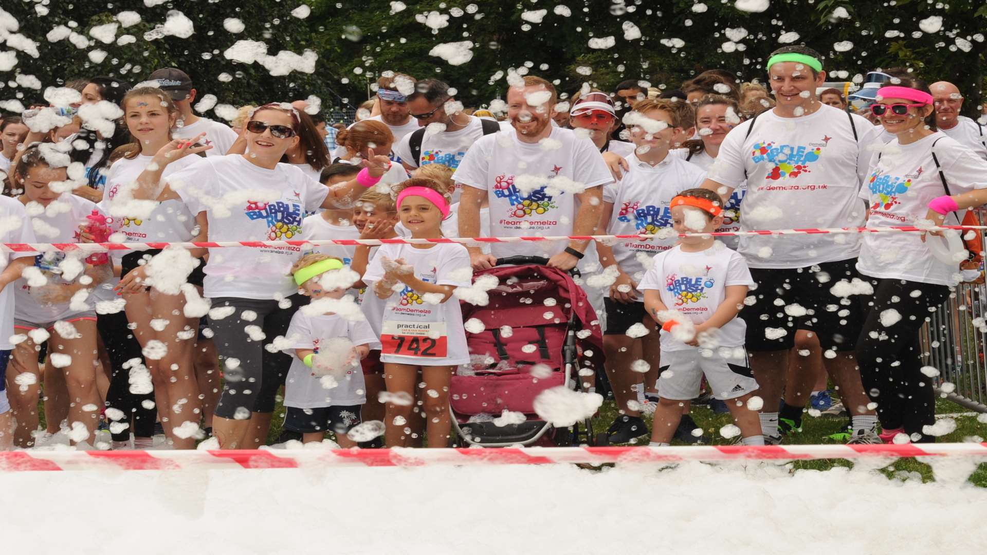 Central Park was transformed into a giant foam party for the Bubble Rush event.