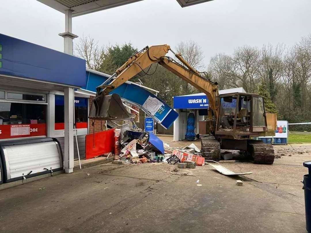 The damage caused at an Esso garage in Staplehurst, in January 2020
