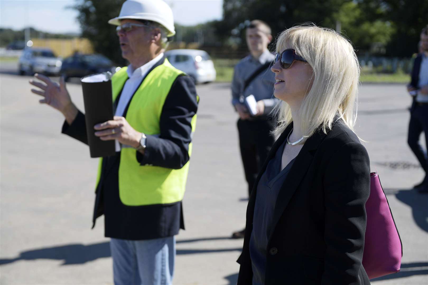 Richard Lavender, president of the Kent Invicta Chamber of Commerce, with MP Rosie Duffield at the site