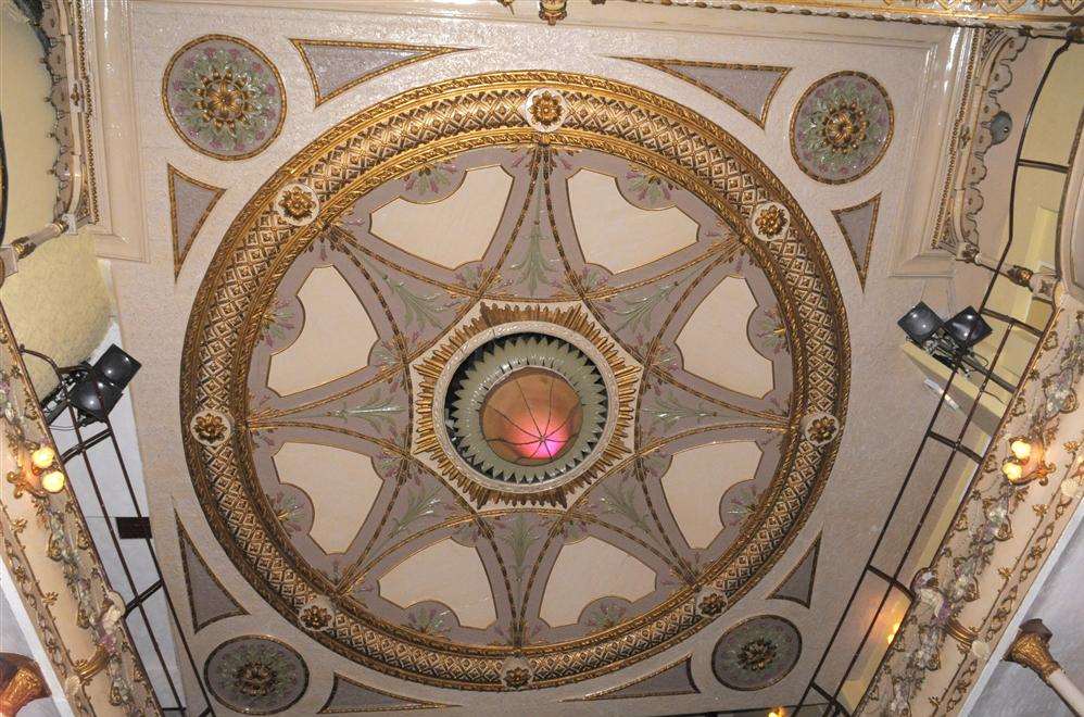 The ornate ceiling at Margate's historic Theatre Royal