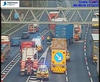 There are delays on the Essex approach to the Dartford Crossing due to a crash involving a lorry. Photo: National Highways