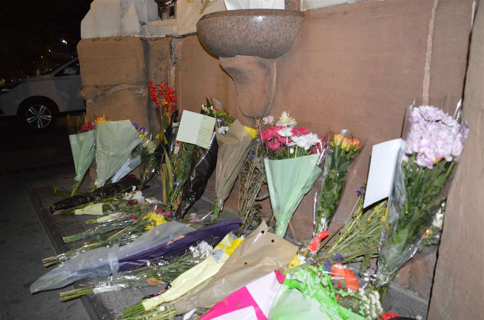 Floral tributes to murdered man Andre Bent who was killed in Maidstone. Picture: Street Pastors