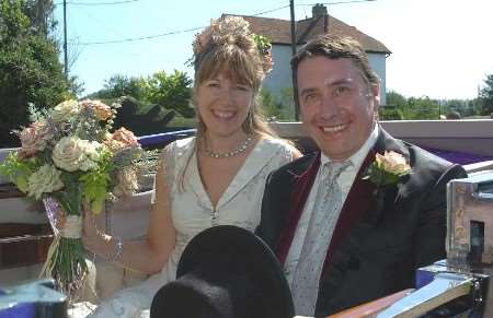 Jools and Christabel after the ceremony. Picture: GRANT FALVEY