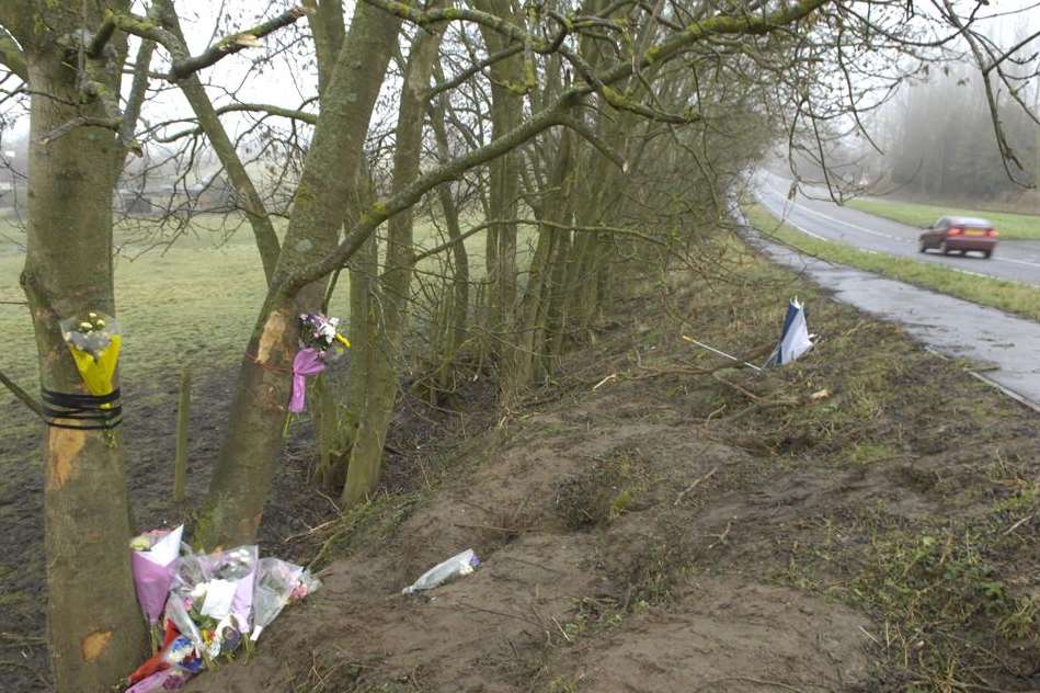 Scene of a crash that claimed the lives of Rob Wiltshire and Amy Clark