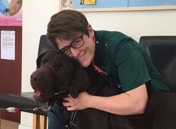 Kate Hopkins from Burnham House Veterinary Surgery, with Rufus, where new services have been introduced
