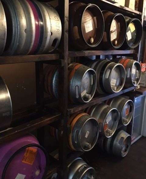 There’s no shortage of real beer in barrels at this establishment