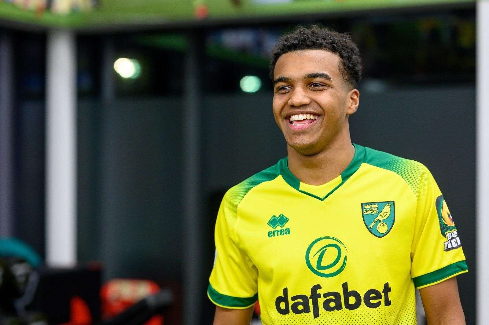 Sam McCallum on the day he signed for Norwich