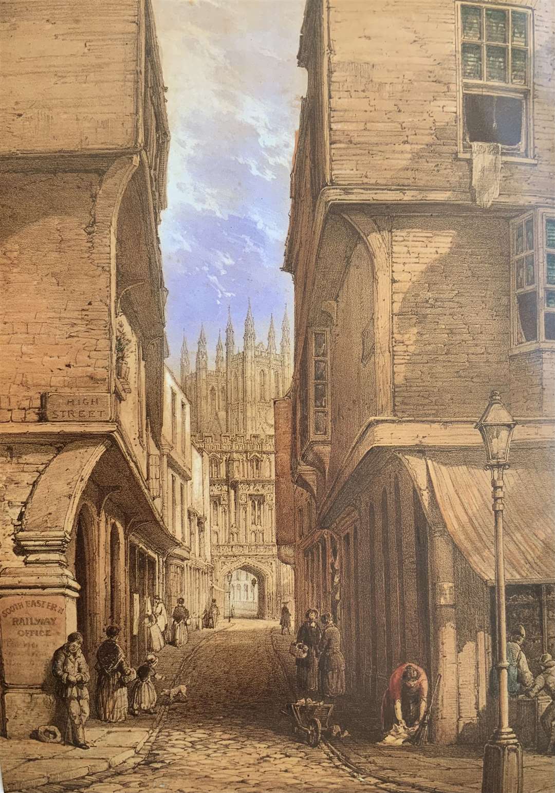 Mercery Lane, Canterbury, as painted by E. Smith in 1846. Picture: Neil Mattingly