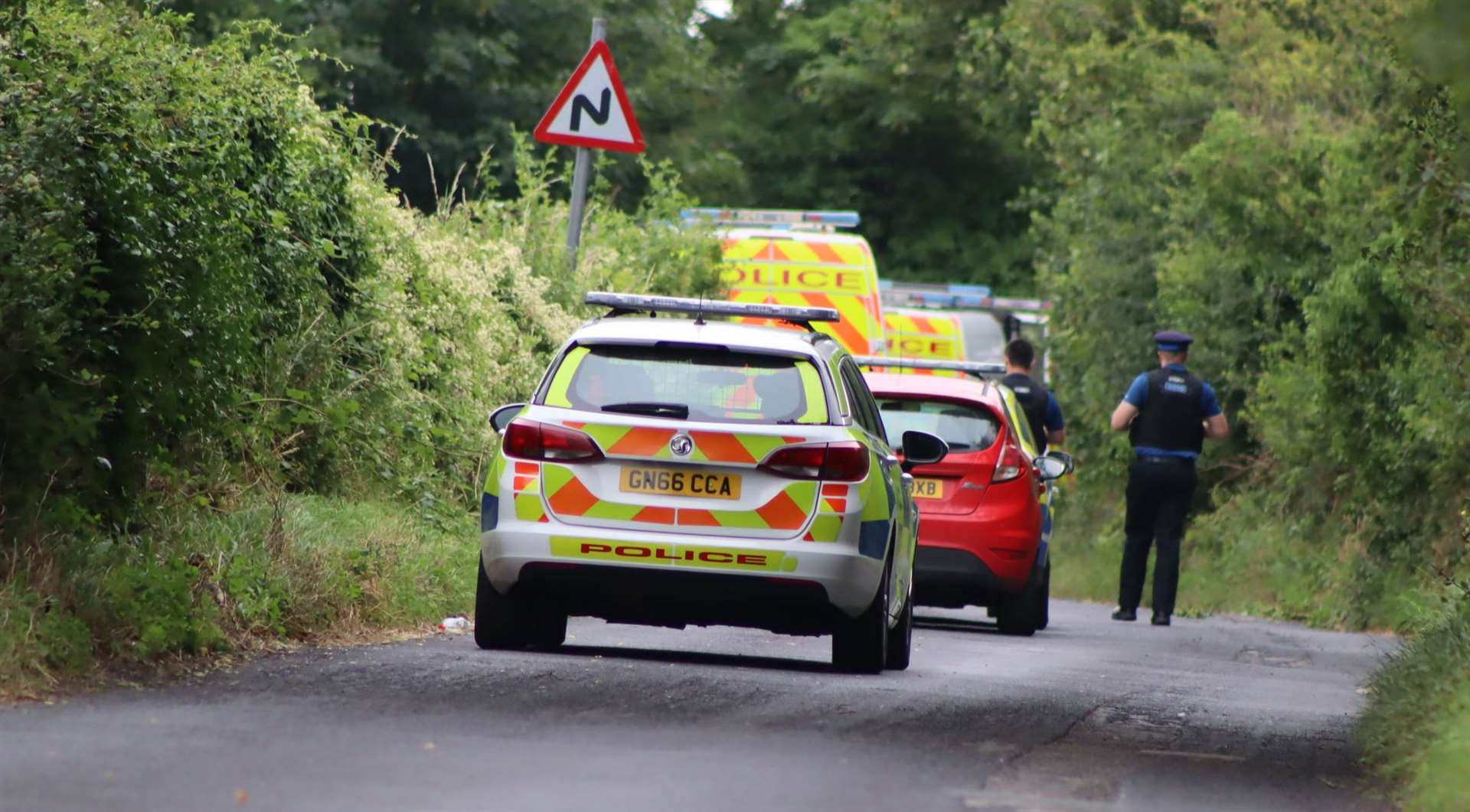 Police carrying out a search in Sittingbourne after a teenage girl was stabbed. Picture: John Nurden