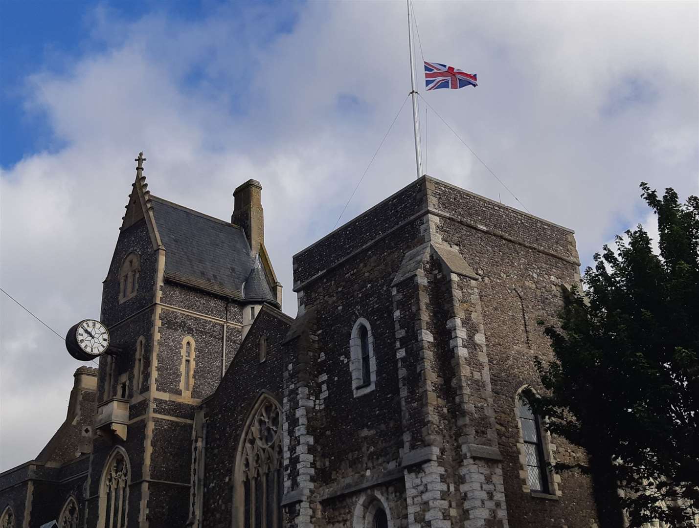 The Union Flag at half-mast at Dover Town Hall
