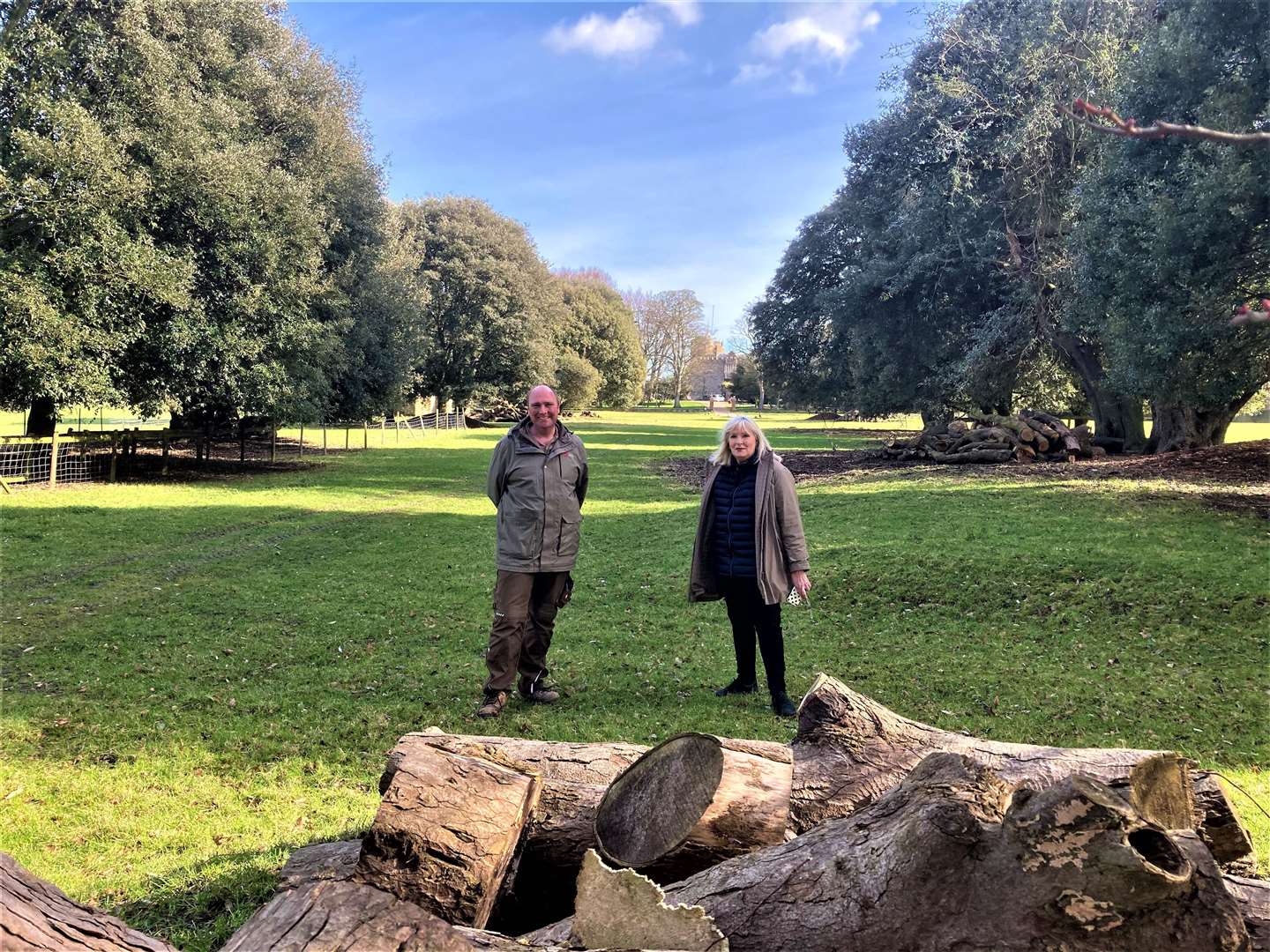 Cllr Marguerite Beard-Gould and head gardener Philip Oostenbrink stand at the beginning of the old entrance to Walmer Castle