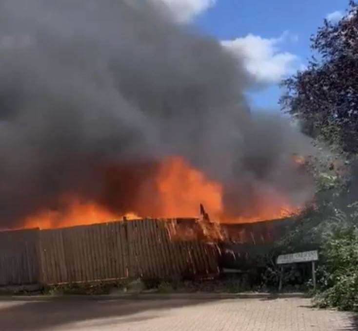 Flames spreading from the property in Jubilee Crescent. Image: Dwight Ryan/ GTown Talents