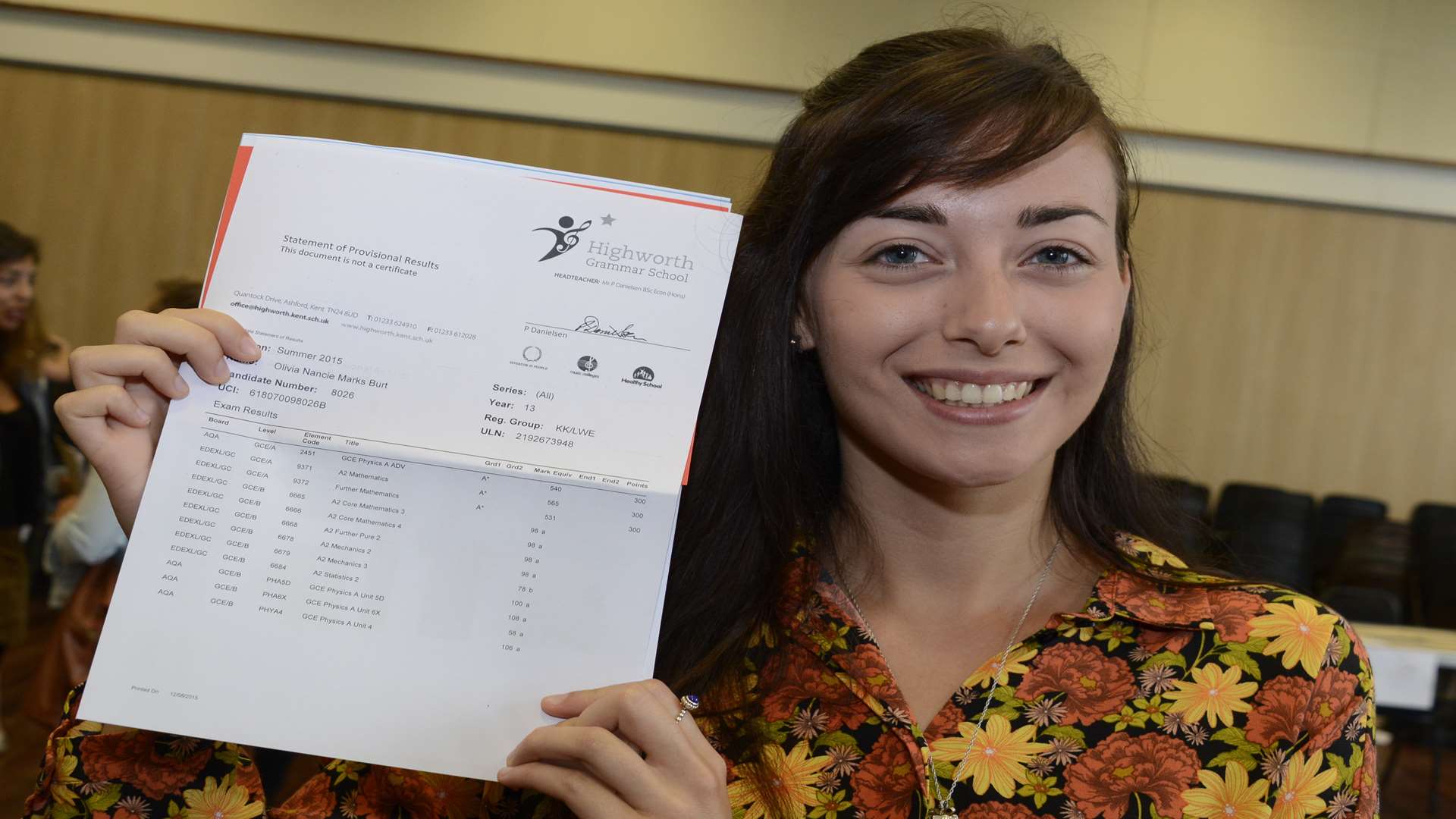 Olivia Burt is over the moon with her three A* grades