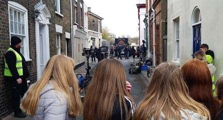 Crowds gathered to watch the filming of Pistol in Deal