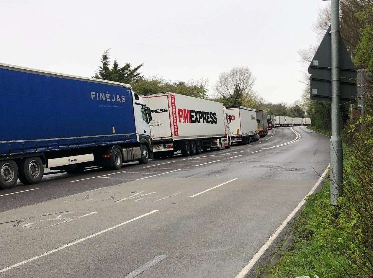A host of lorries parked up in Folkestone. Picture: Peter Phillips