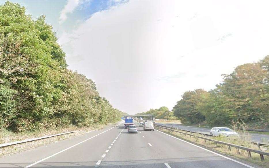 The M2 is partially blocked due to a crash between junction 6 and 7 on the coastbound carriageway. Picture: Google