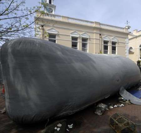 The giant sperm whale at the Margate Rocks street festival