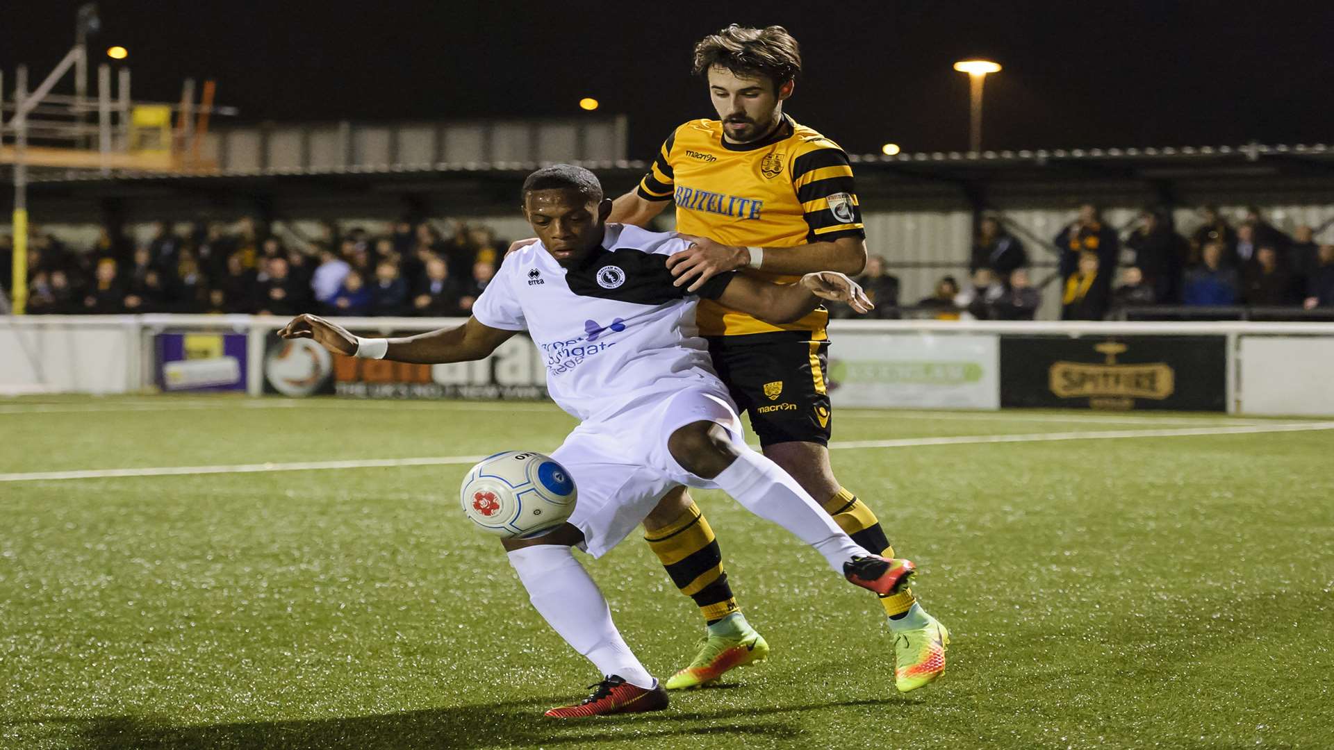 Tom Mills in action for Maidstone against Boreham Wood Picture: Andy Payton