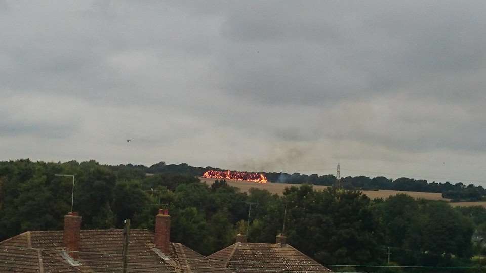 The hay bale blaze in Eythorne. Picture taken by Tyrone Hetherington.