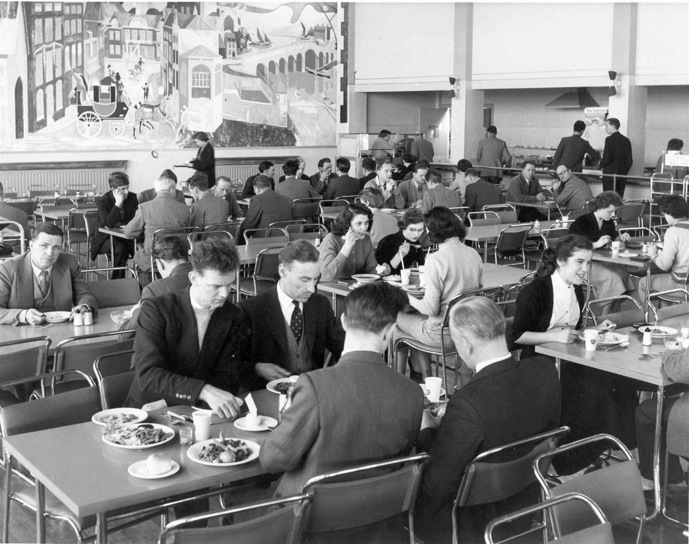 Lunchtime in the BP canteen on the Isle of Grain, taken in 1958. Picture: British Petroleum Co Ltd