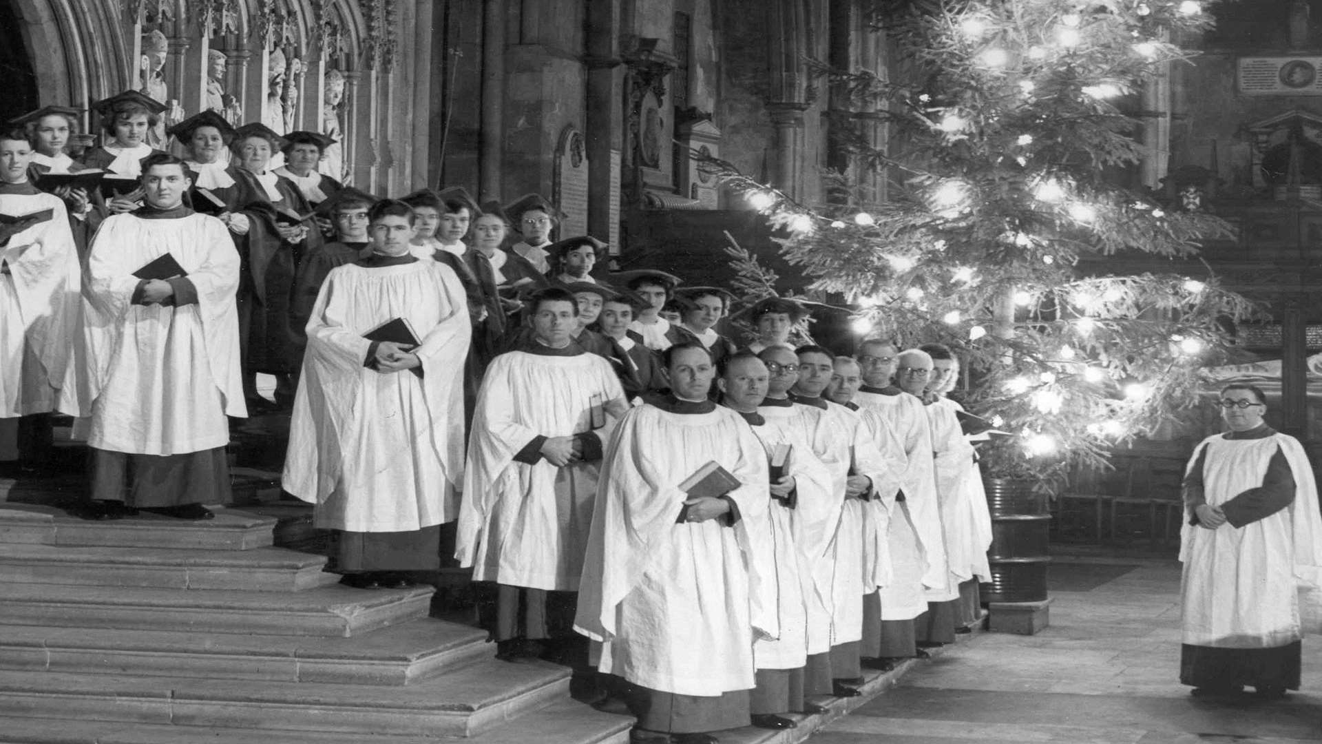 Rochester Cathedral choir ready for a service at Christmas 1958. Picture from Images of Medway book