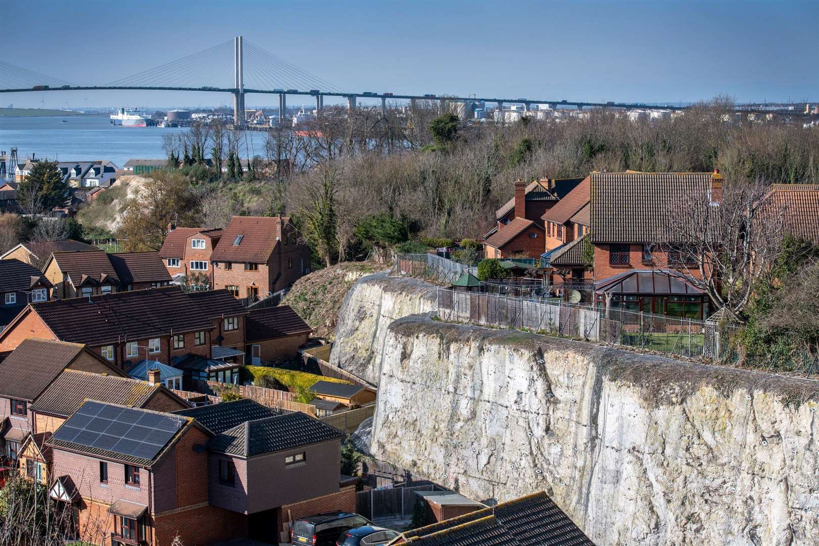A £1 million project to protect homes at risk of damage from erosion and cliff collapsing in Eagles Road, Greenhithe has been completed. Picture: Clare Banks Photography