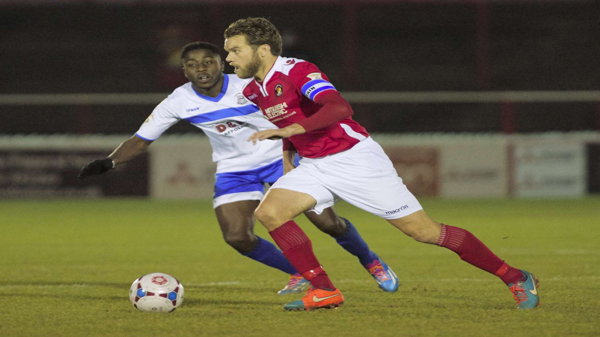 Daryl McMahon on the ball for Ebbsfleet against Chelmsford on New Year's day Picture: Andy Payton