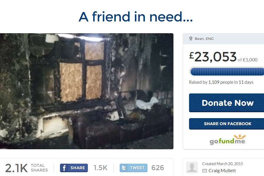An online fundraising page was set up to help the family