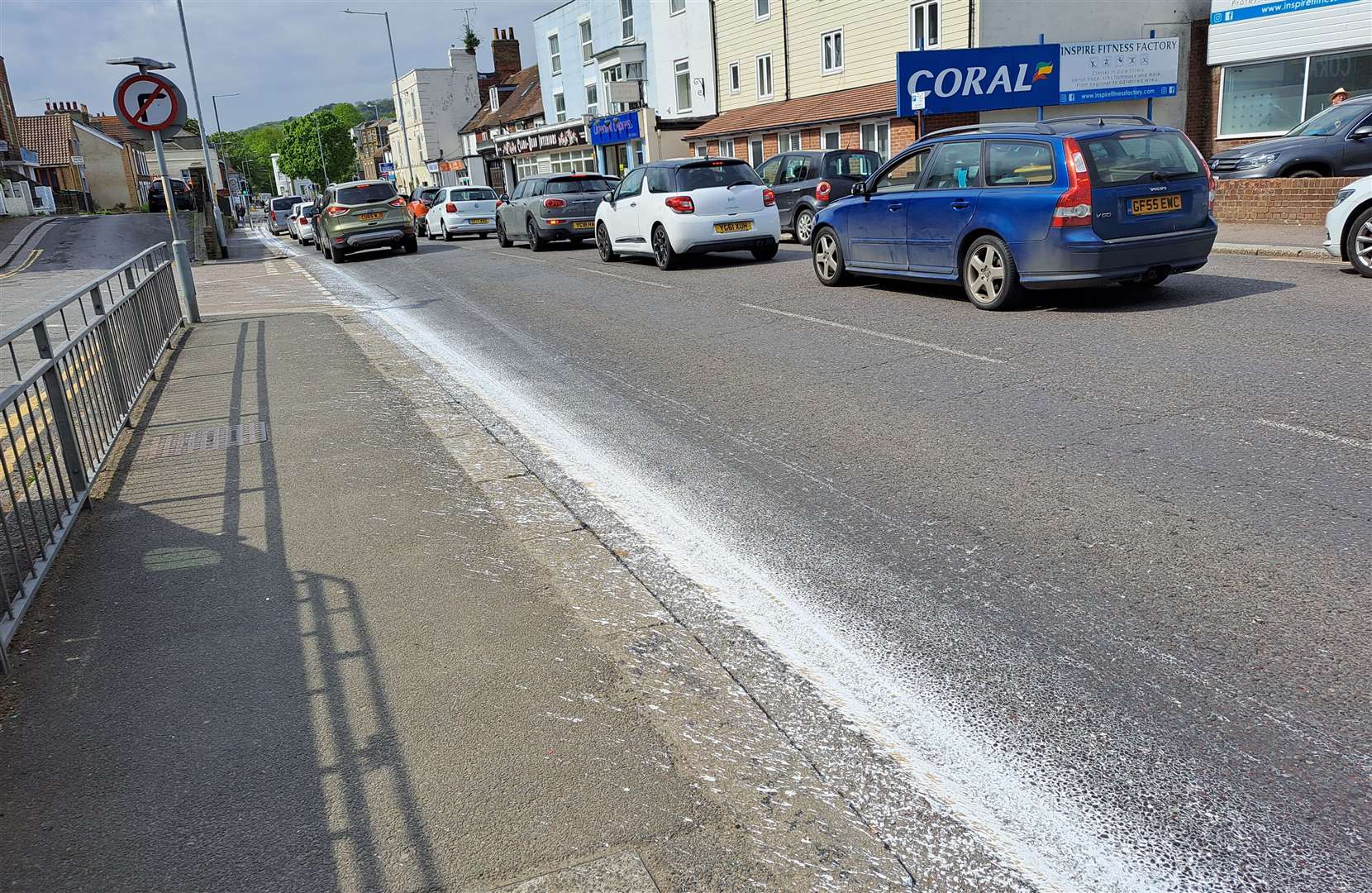 The paint trail stretches across London Road close to Alexandra Road and the Barton Terrace junction