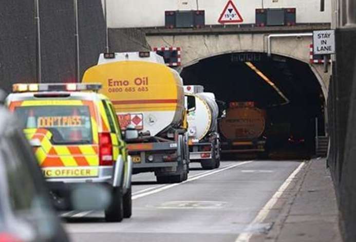 Two lanes of the Dartford Tunnel have shut. Stock image