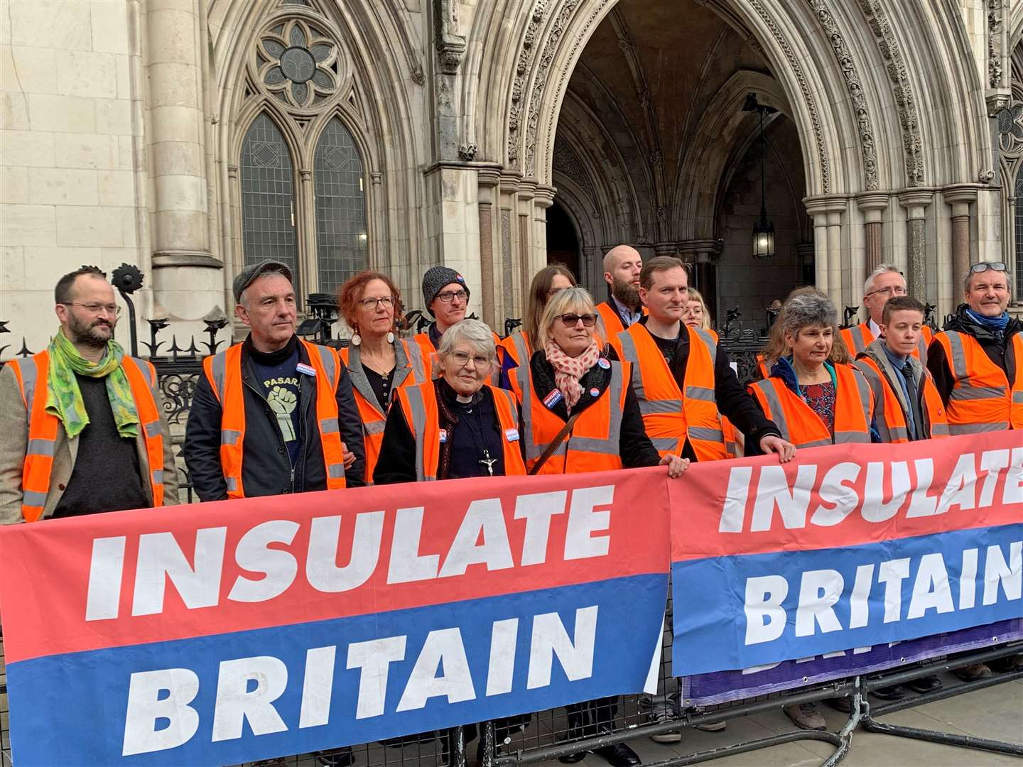Insulate Britain protesters outside the Royal Courts of Justice in London. Picture: Tom Pilgrim/PA