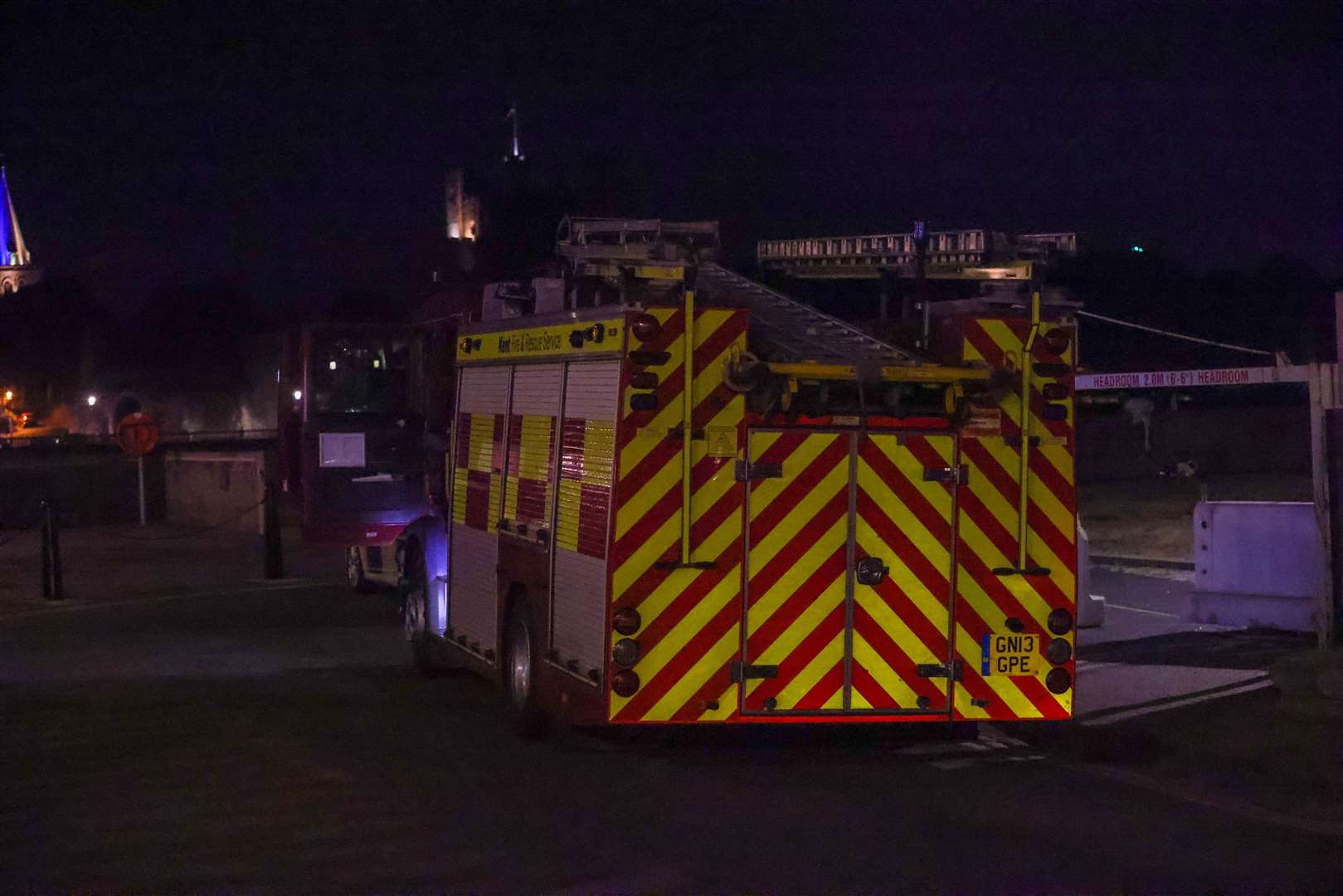 Fire crews at Rochester Bridge attending to reports of someone in the water. Picture: UKNIP
