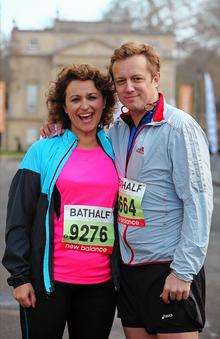 Nadia Sawalha and husband Mark Adderley who ran the London Marathon to raise money for EllenorLions Hospices