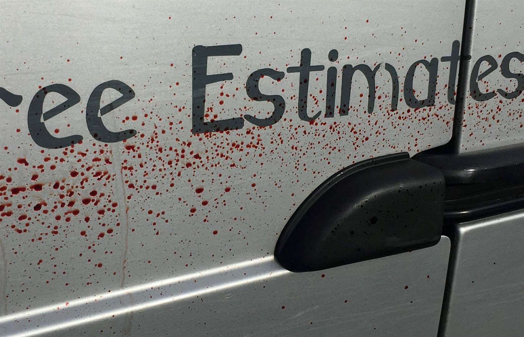 Jane Theoff’s husband’s van was covered in what the couple initially thought looked like blood. Picture: Jane Theoff