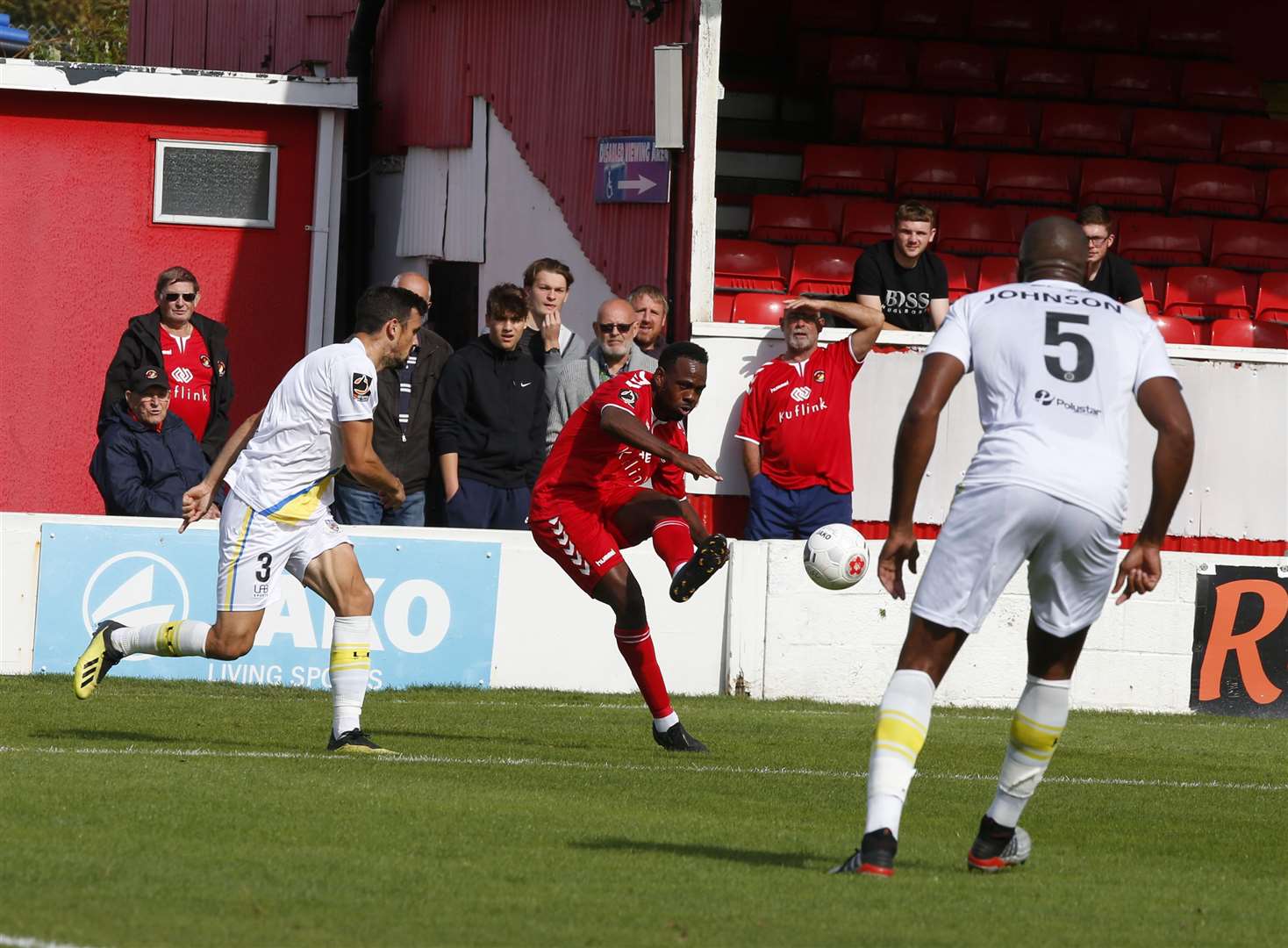 Myles Weston delivers a cross against Eastleigh Picture: Andy Jones