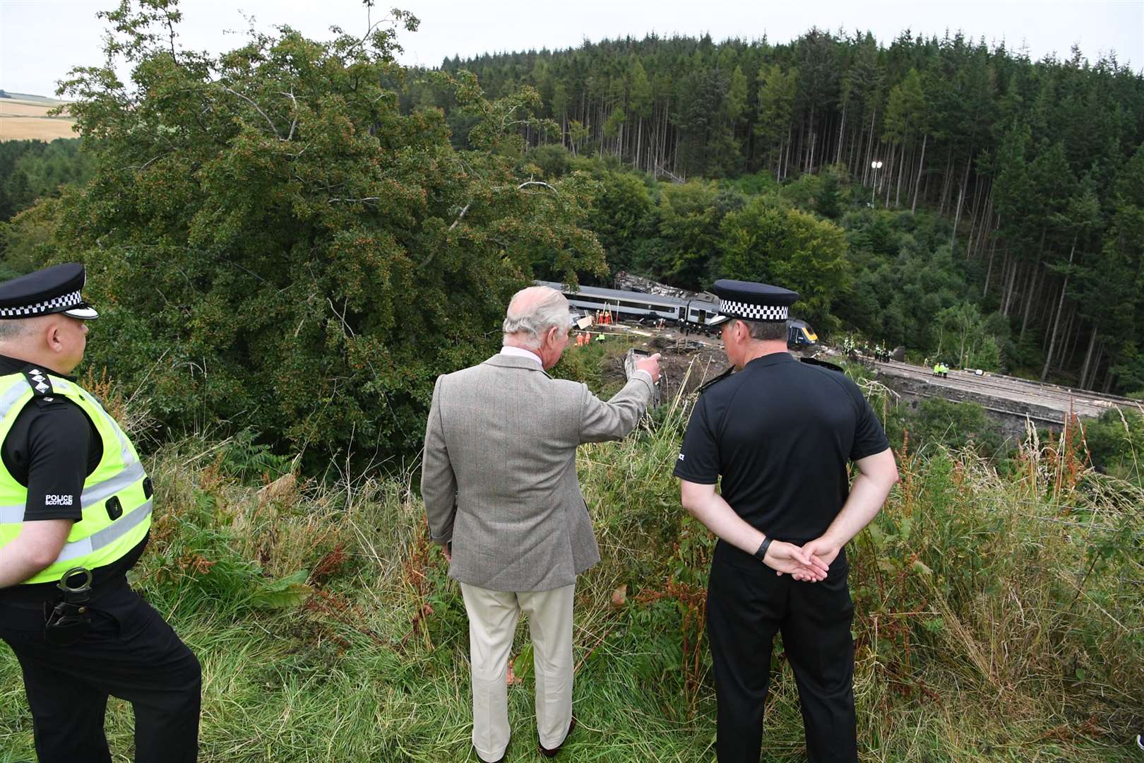 The King, then Prince of Wales, visited the scene in the aftermath of the crash (Ben Birchall/PA)