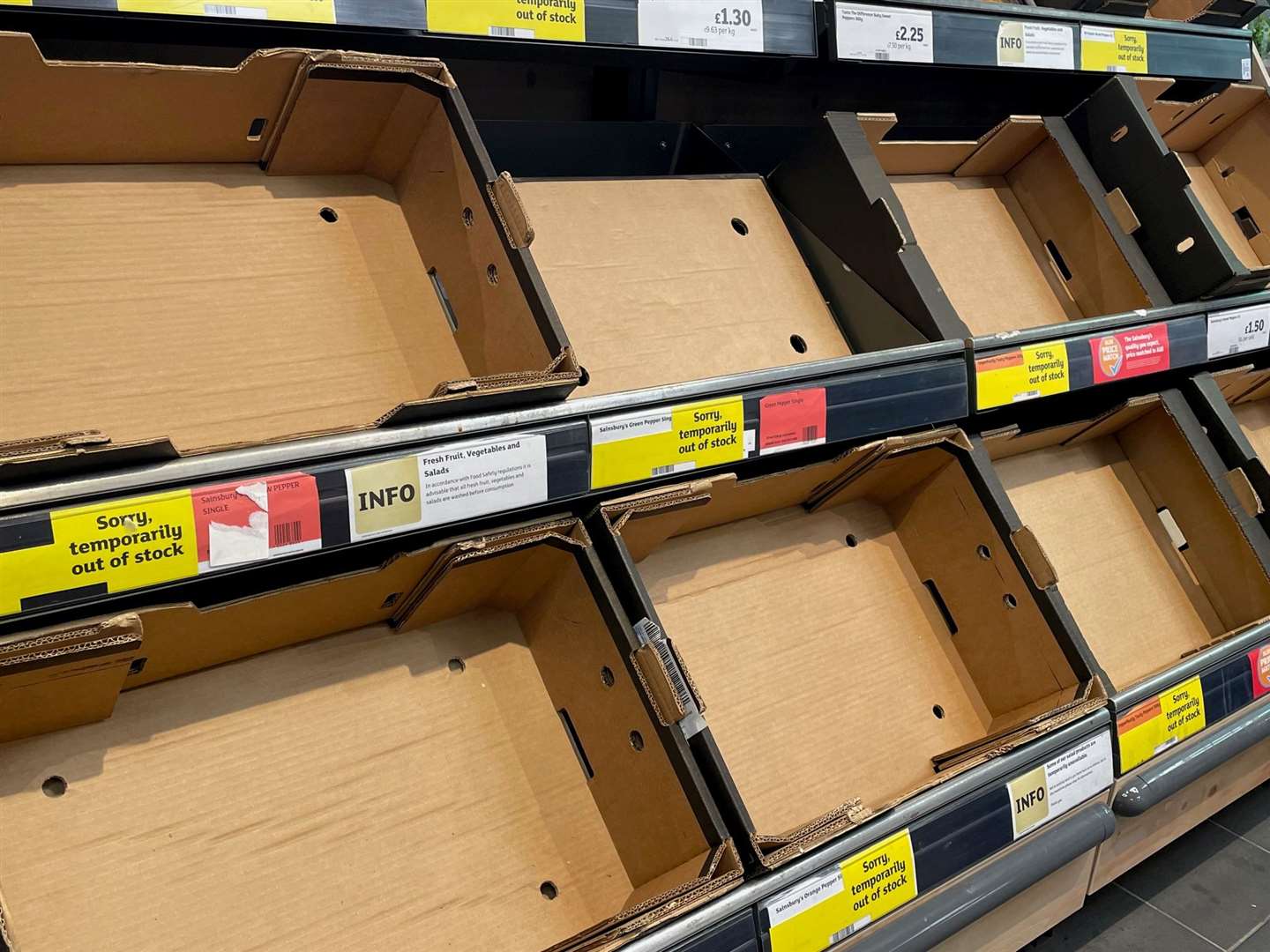 Shelves were empty in February and March when there were shortages of salad and veg.