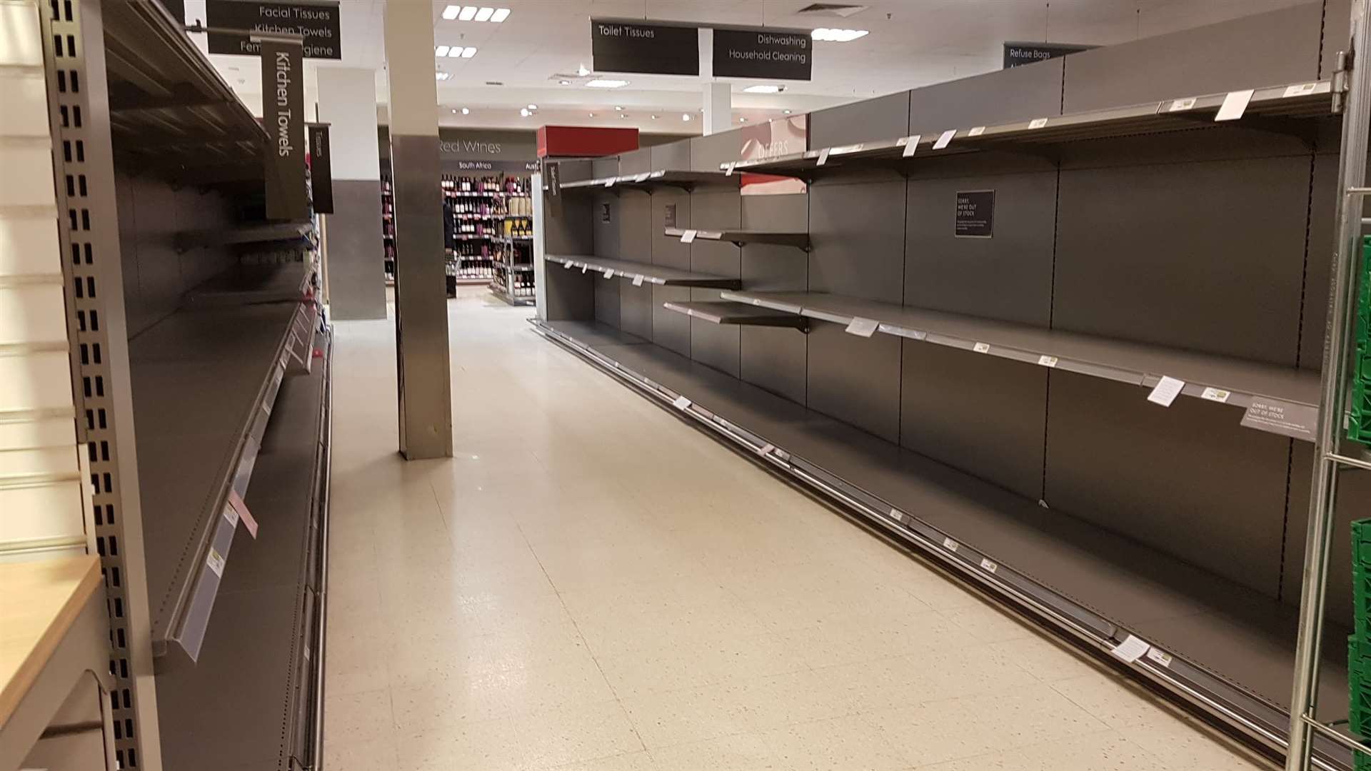 Empty shelves in Waitrose, Canterbury