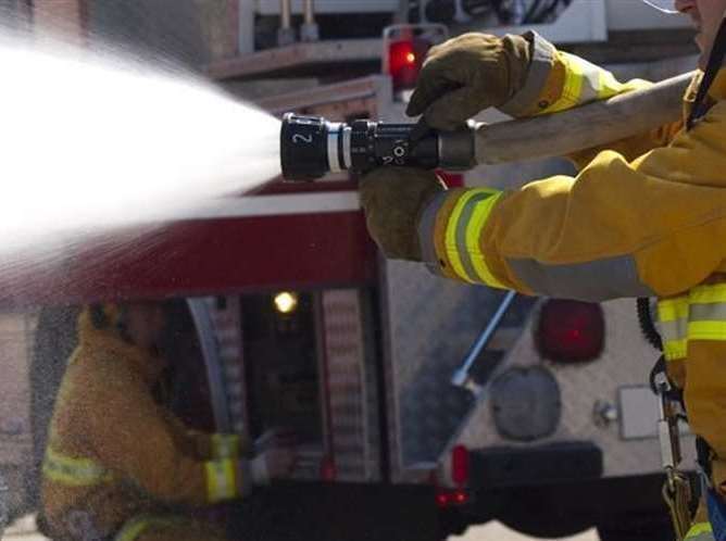 Crews battled a large van fire