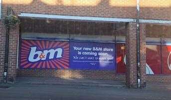 Signs have been put up for B&M at the Rainham Shopping Centre